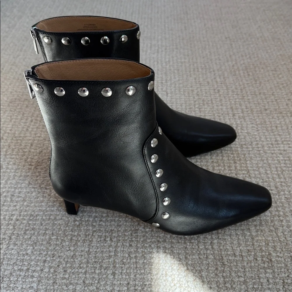 Madewell Black Studded Leather Ankle Boots - Picture 2 of 7